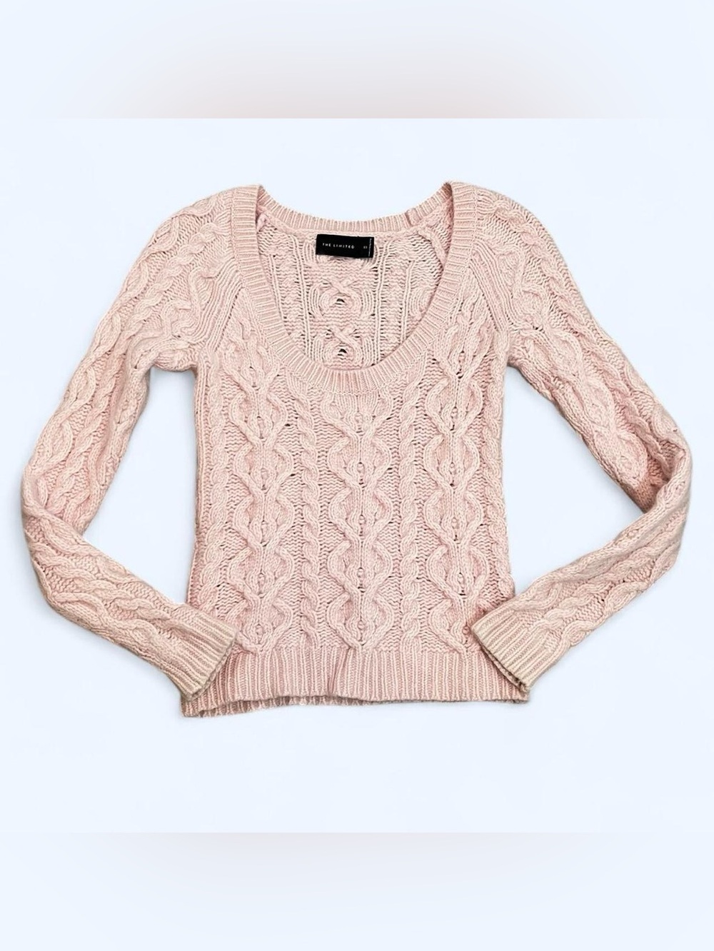The Limited Size XS Pink Cable Knit Wool Winter Sweater Y2K Babydoll Bella Swan